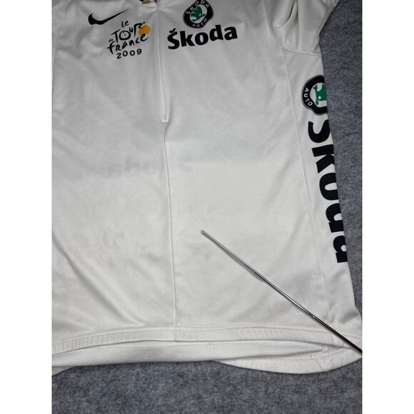 Nike Skoda Le Tour De France 2009 White Cycling Jersey Made in Italy Men's Sz L - Picture 7 of 7